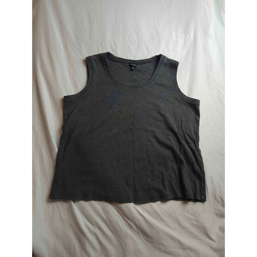 Rafaella Tank Top Womens 1X Plus Gray Normcore Capsule Wardrobe Casual Basic Tee